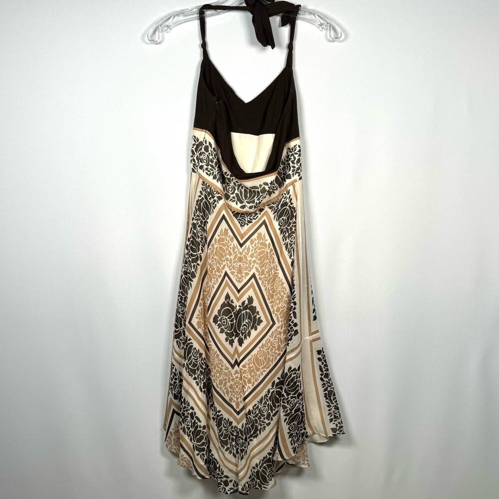 BCBGMaxarzia Women's Halter Dress Brown Flowy 100% Silk Size 2 - Picture 6 of 8